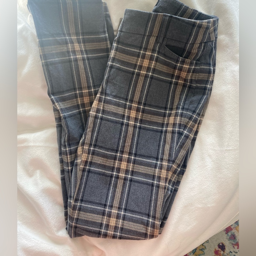 Etcetera straight leg plaid pant